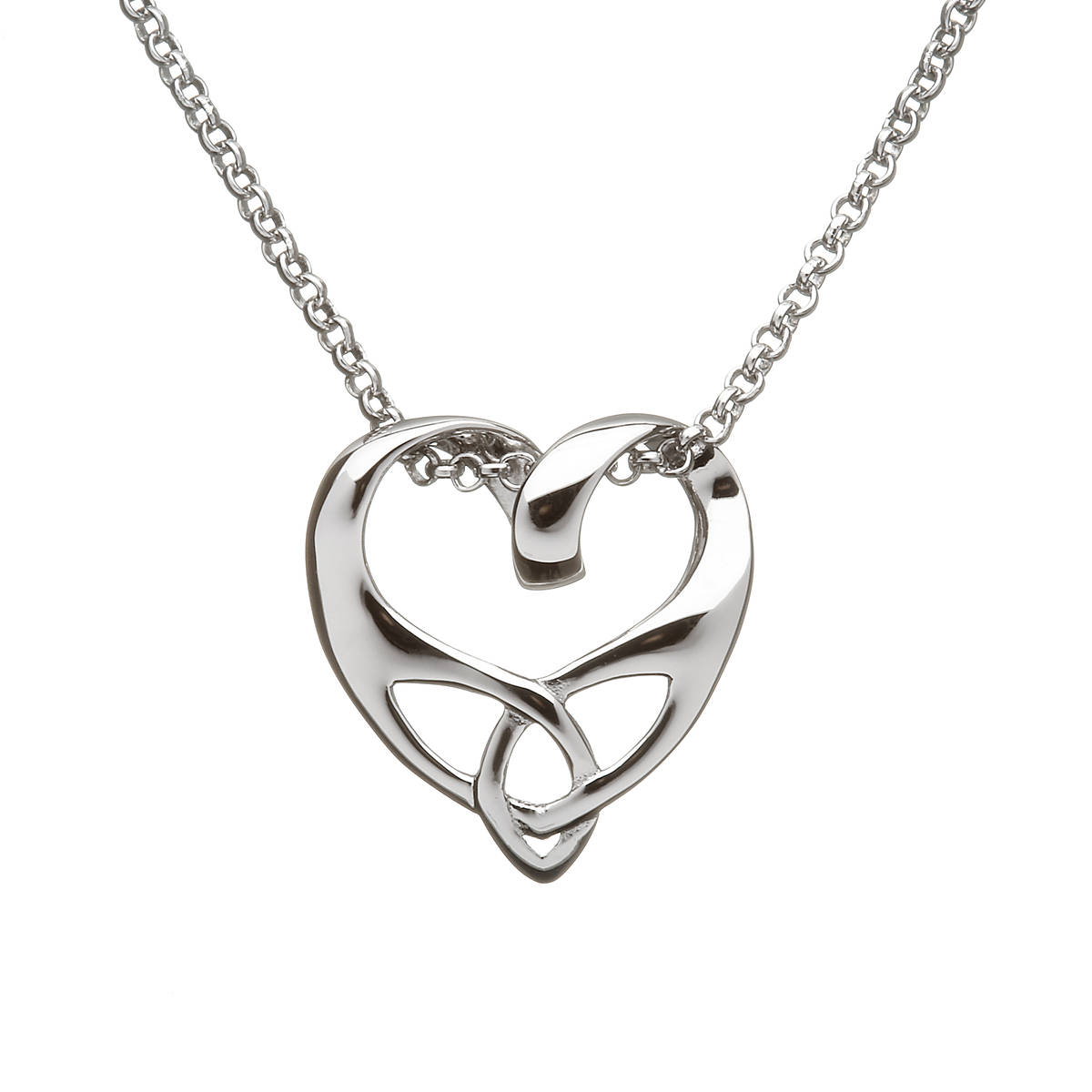 Silver Trinity Knot Heart Pendant