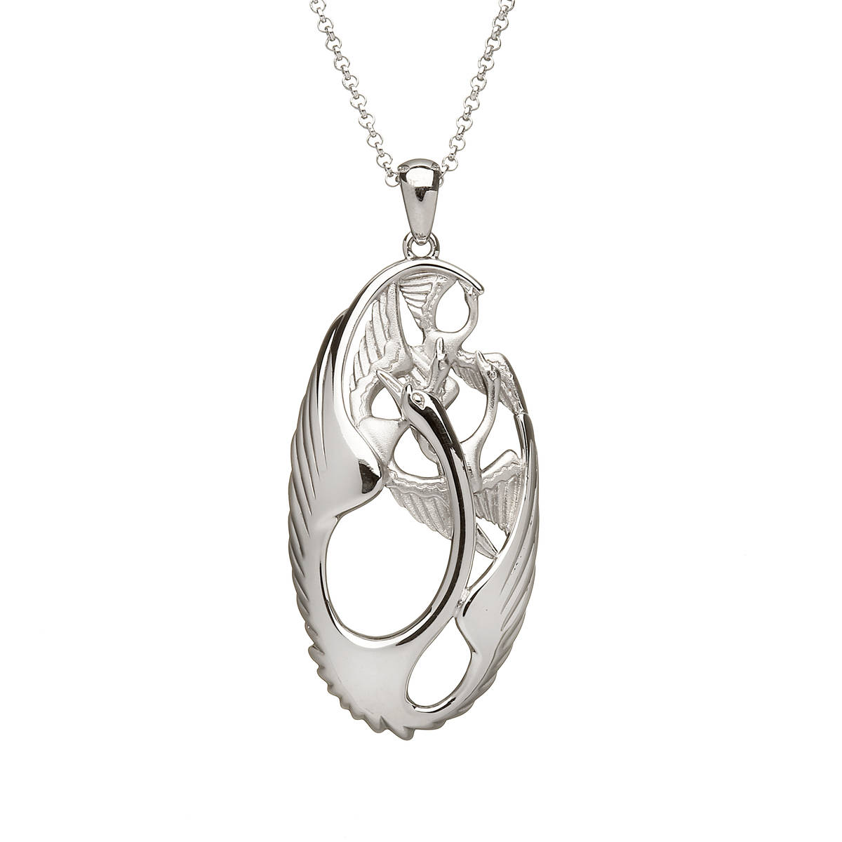 Sterling silver classic oval Children Of Lir pendant