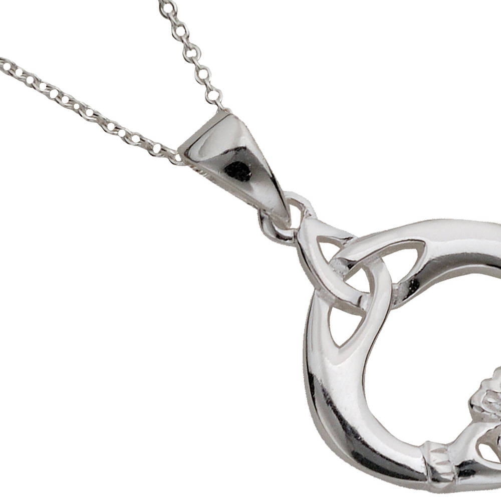 Silver Claddagh Pendant With Trinity Knot Designed Into It