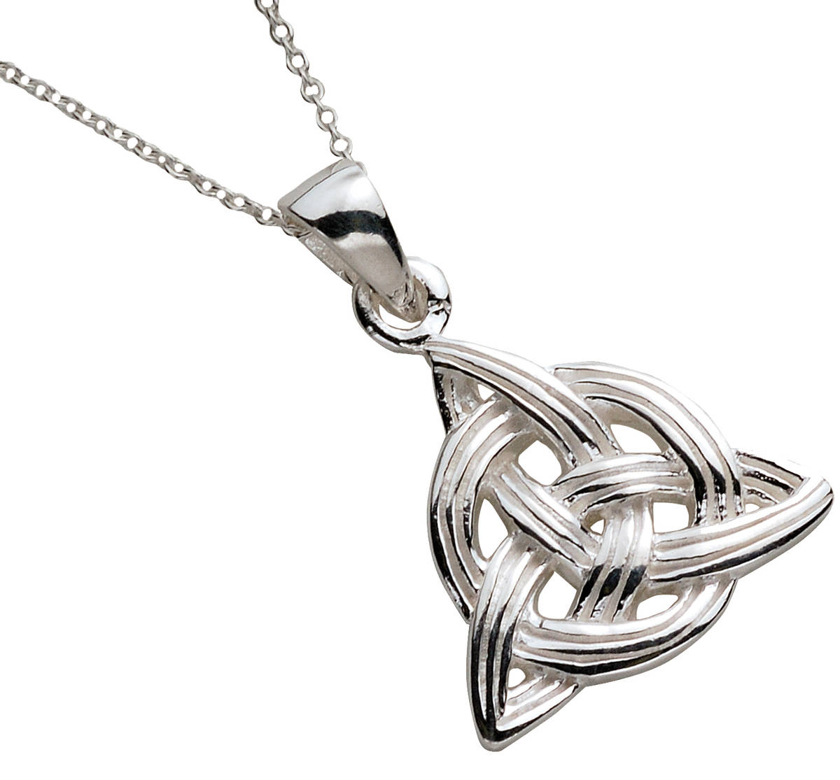 Silver Trinity Knot With Circle Through Pendant