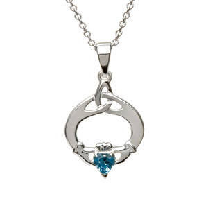 Silver Trinity Knot December Birthstone Pendant