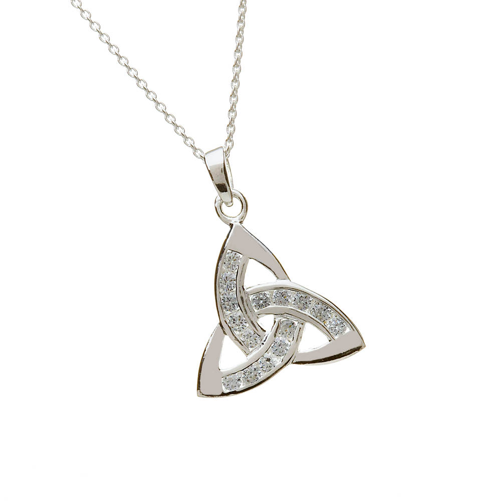 Silver Cz Trinity Knot Pendant