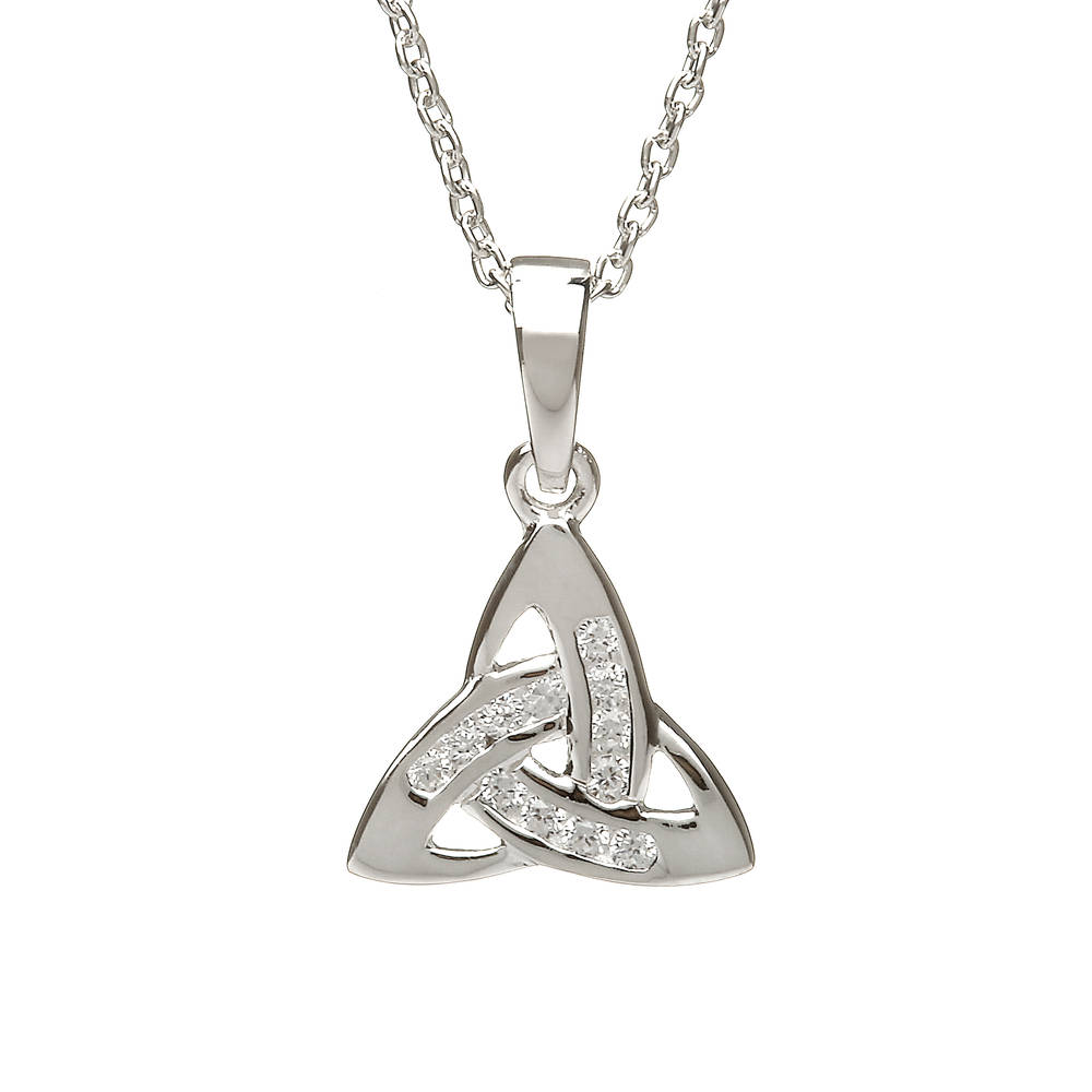 Silver Small Cz Trinity Knot Pendant