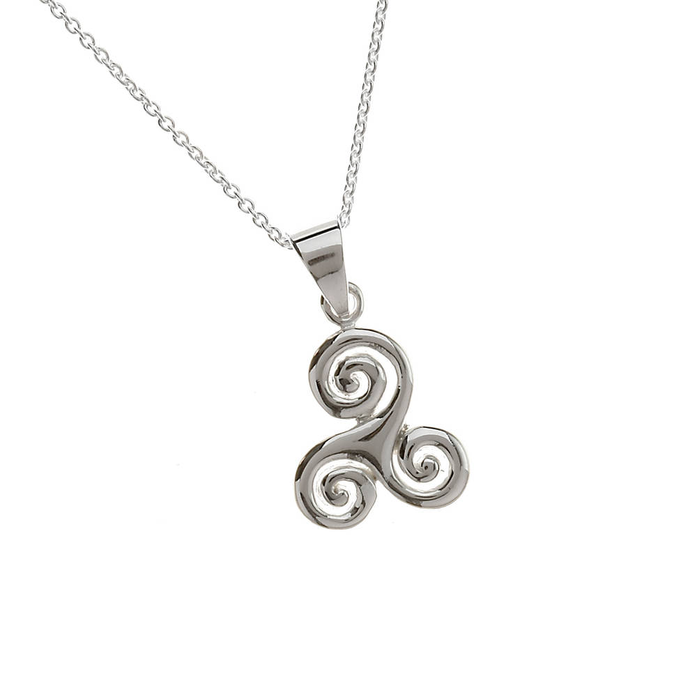 Sil Celtic Swirl Pendant 18" Trace