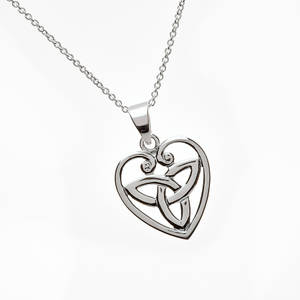 Silver Trinity Knot Heart Pendant