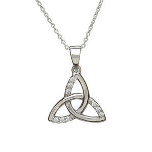 Silver Part Cz Trinity Knot Pendant