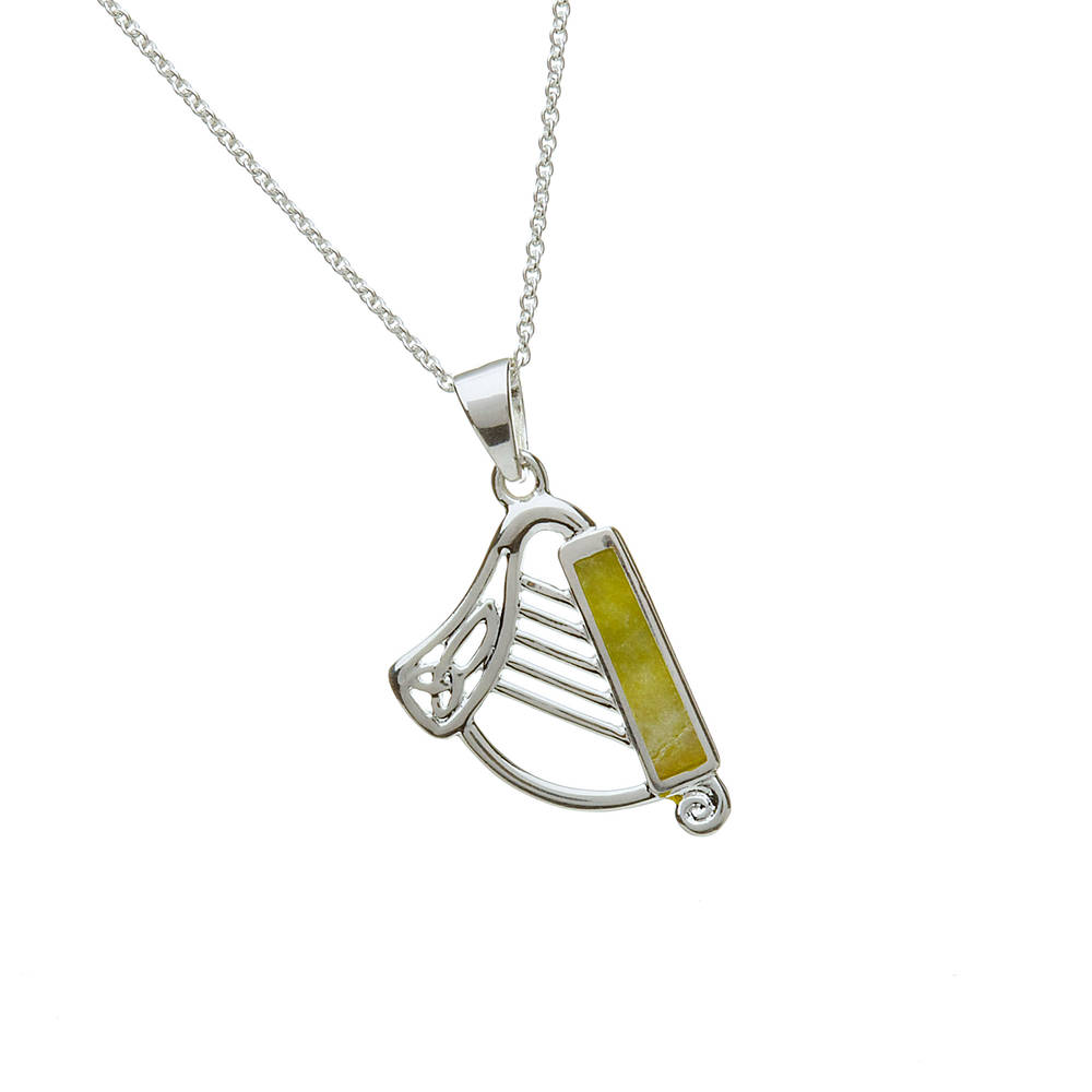 Silver Harp With Inlaid Connemara Marble