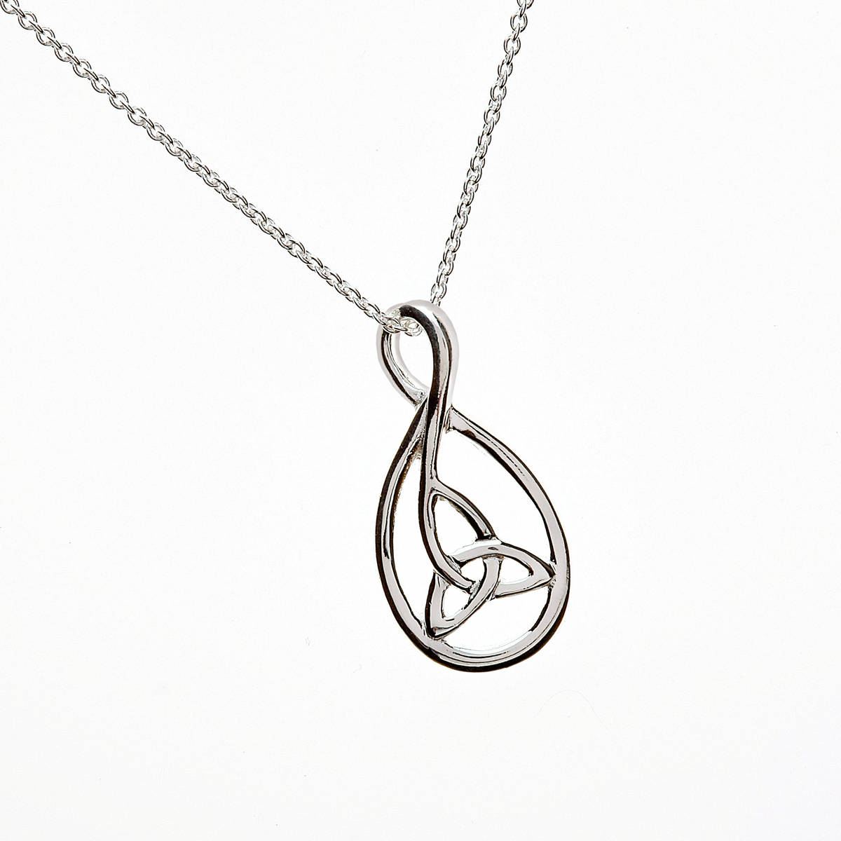 Silver Large Oval Pendant With Trinity Knot Inset