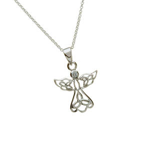 Silver Celtic Angel With Cz