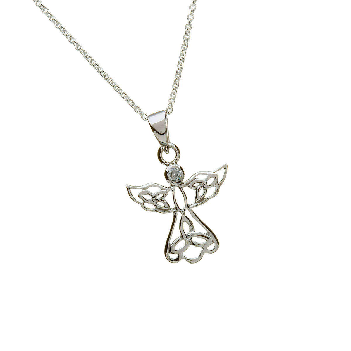 Silver Celtic Angel With Cz
