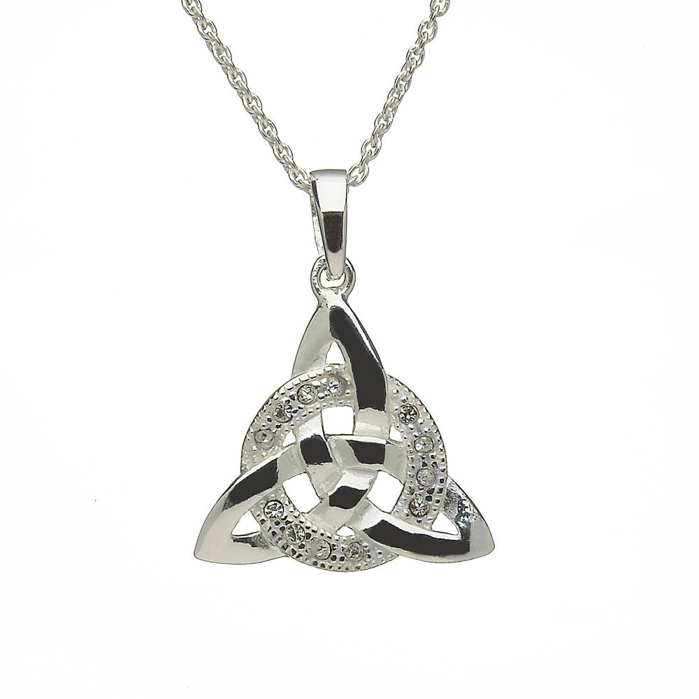 Silver Cubic Zirconia set Trinity Knot Pendant