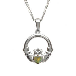 Silver Claddagh Pendant With Inset Marble