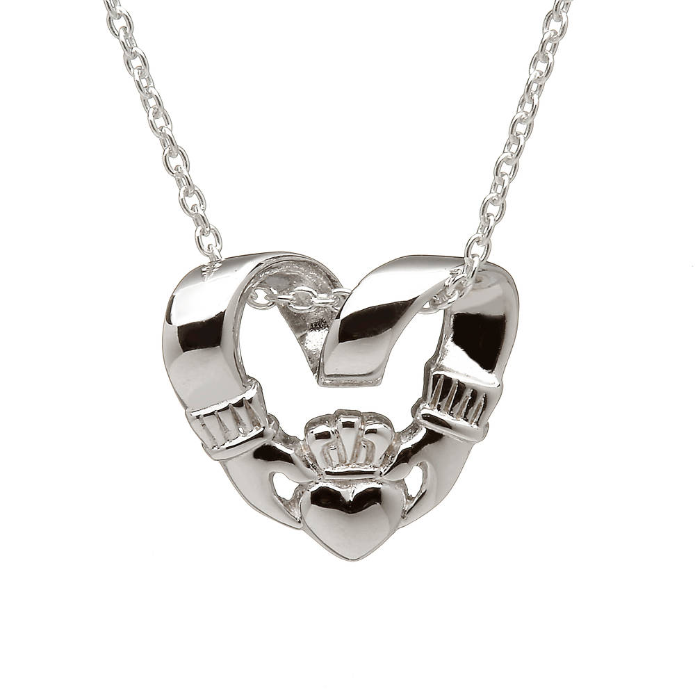 Silver Claddagh Heart Pendant