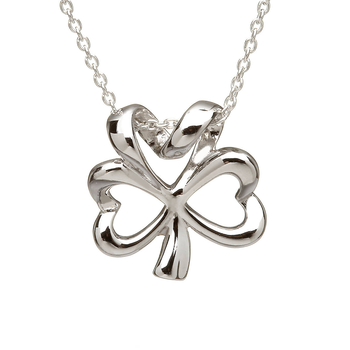 Silver Open Shamrock Pendant