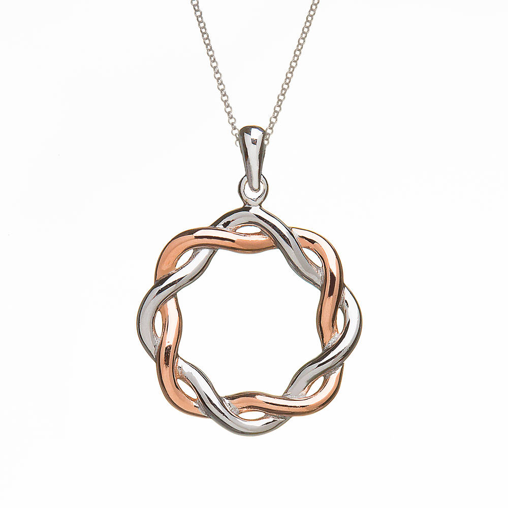 Silver/rp Round Intertwining Celtic Knot Pendant