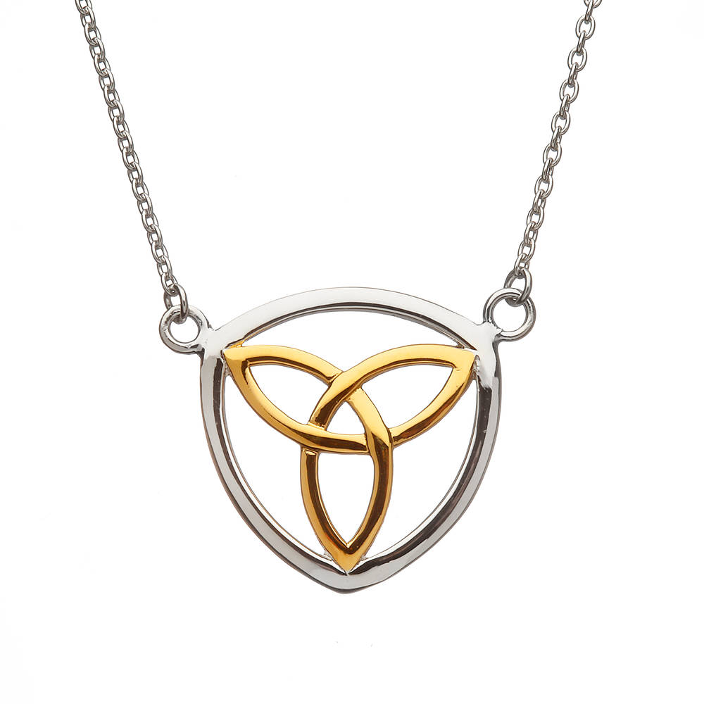 Silver Open Pendant With Gp Centre Trinity Knot On Split Chain