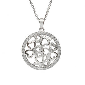  Silver Circular Shamrock Pendant