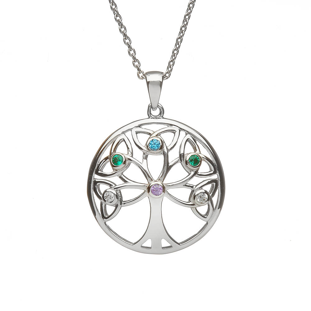 Sterling Silver Circular Tree Of Life Design Pendant "Colours Of The Irish Countryside"