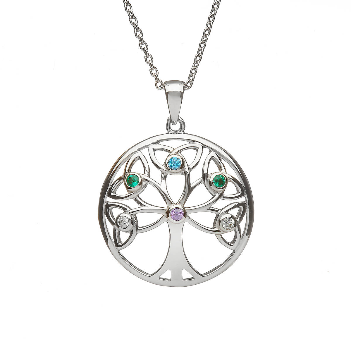 Sterling Silver Circular Tree Of Life Design Pendant "Colours Of The Irish Countryside"