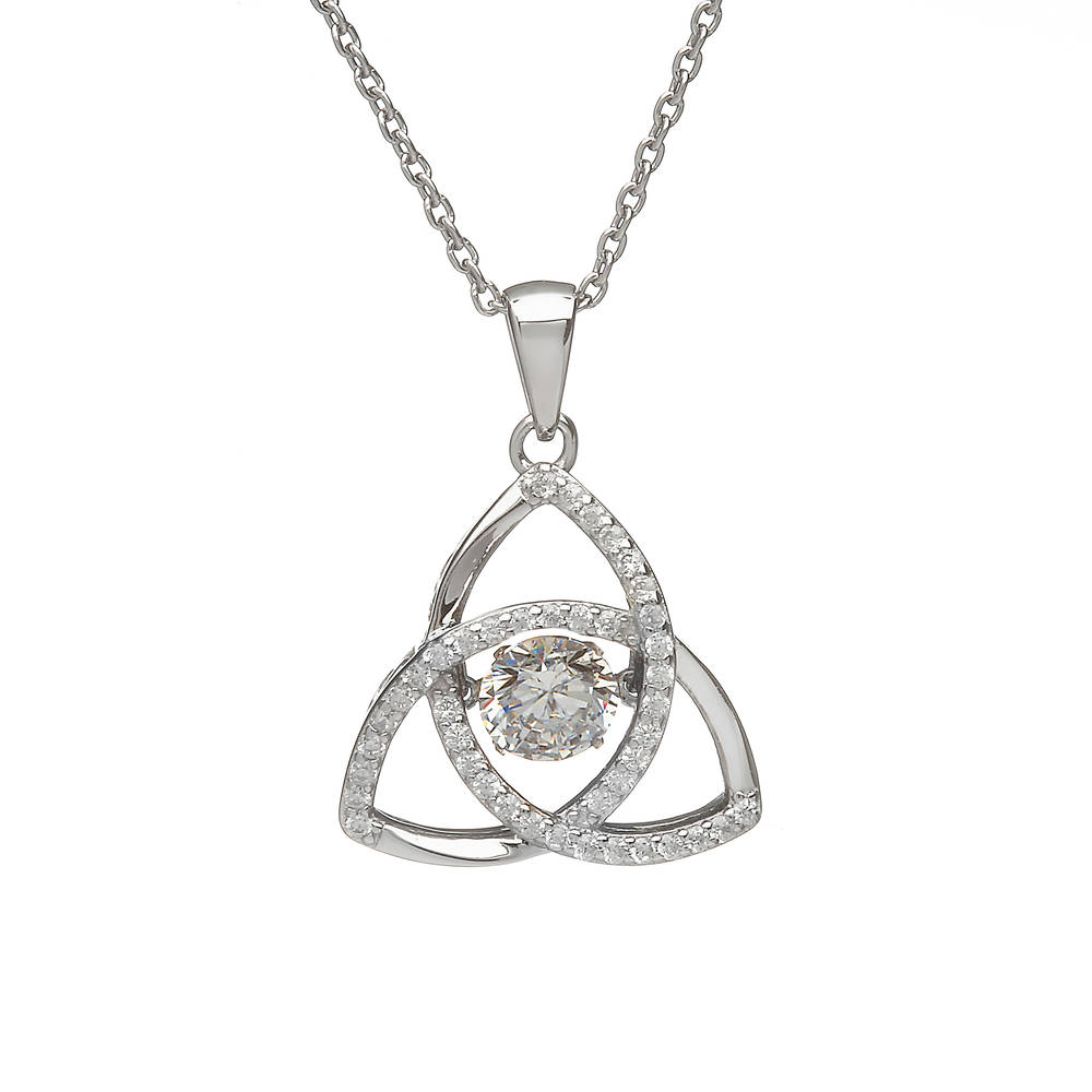 Silver Dancing Trinity Birthstone Pendant Cz