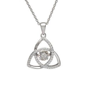 Silver Trinity Birthstone Pendant Cz