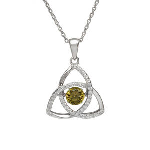 Silver Trinity Pendant Peridot/cz