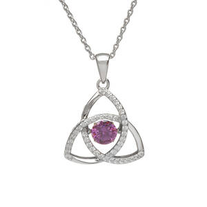 Silver Trinity Pendant Amethyst/cz