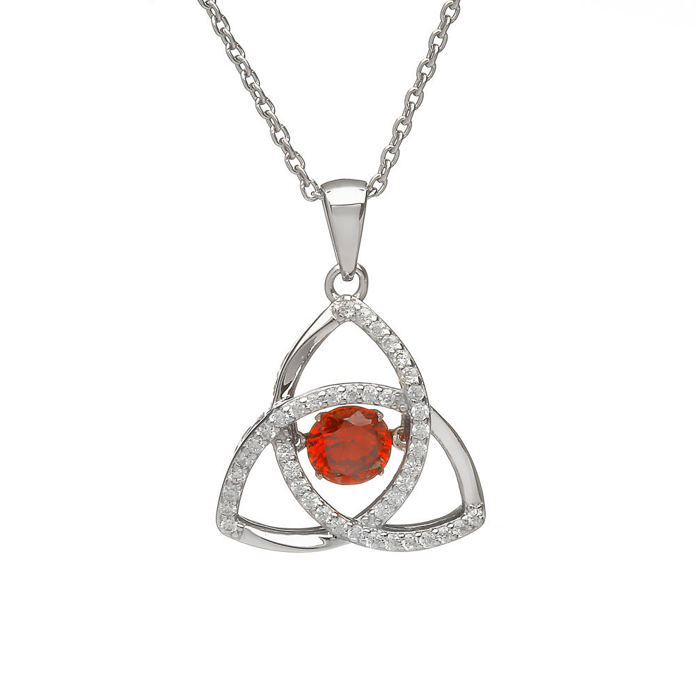 Silver Dancing Trinity Birthstone Pendant Garnet/cz
