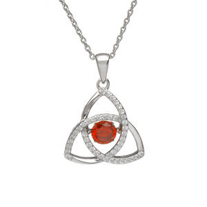 Silver Trinity Pendant Garnet/cz