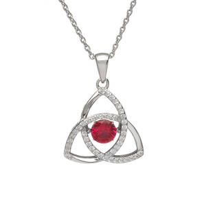 Silver Trinity Pendant Ruby/cz