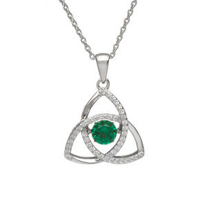 Silver Trinity Pendant Emerald/cz