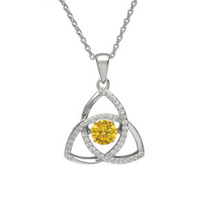 Silver Trinity  Pendant Citrine/cz