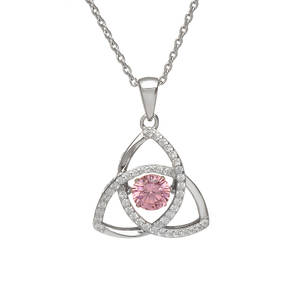 Silver Trinity Pendant Pink/cz