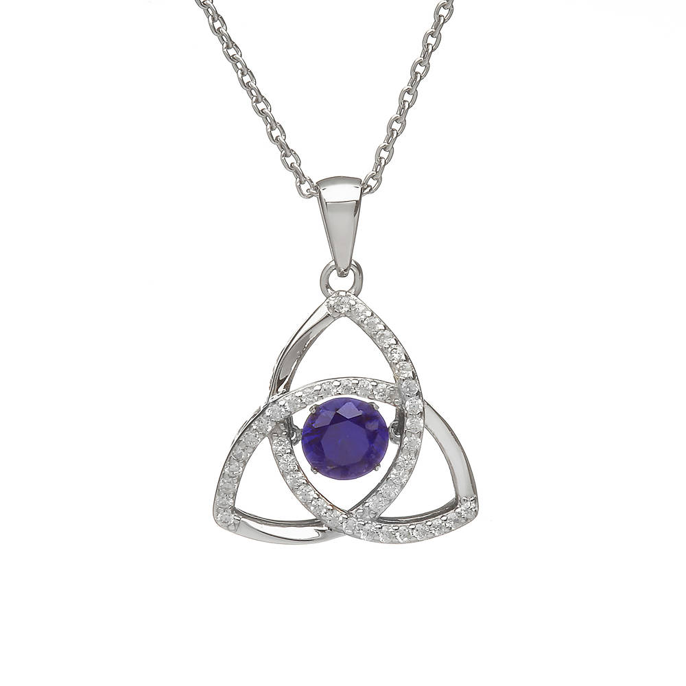 Silver Dancing Trinity Birthstone Pendant Sapphire/cz