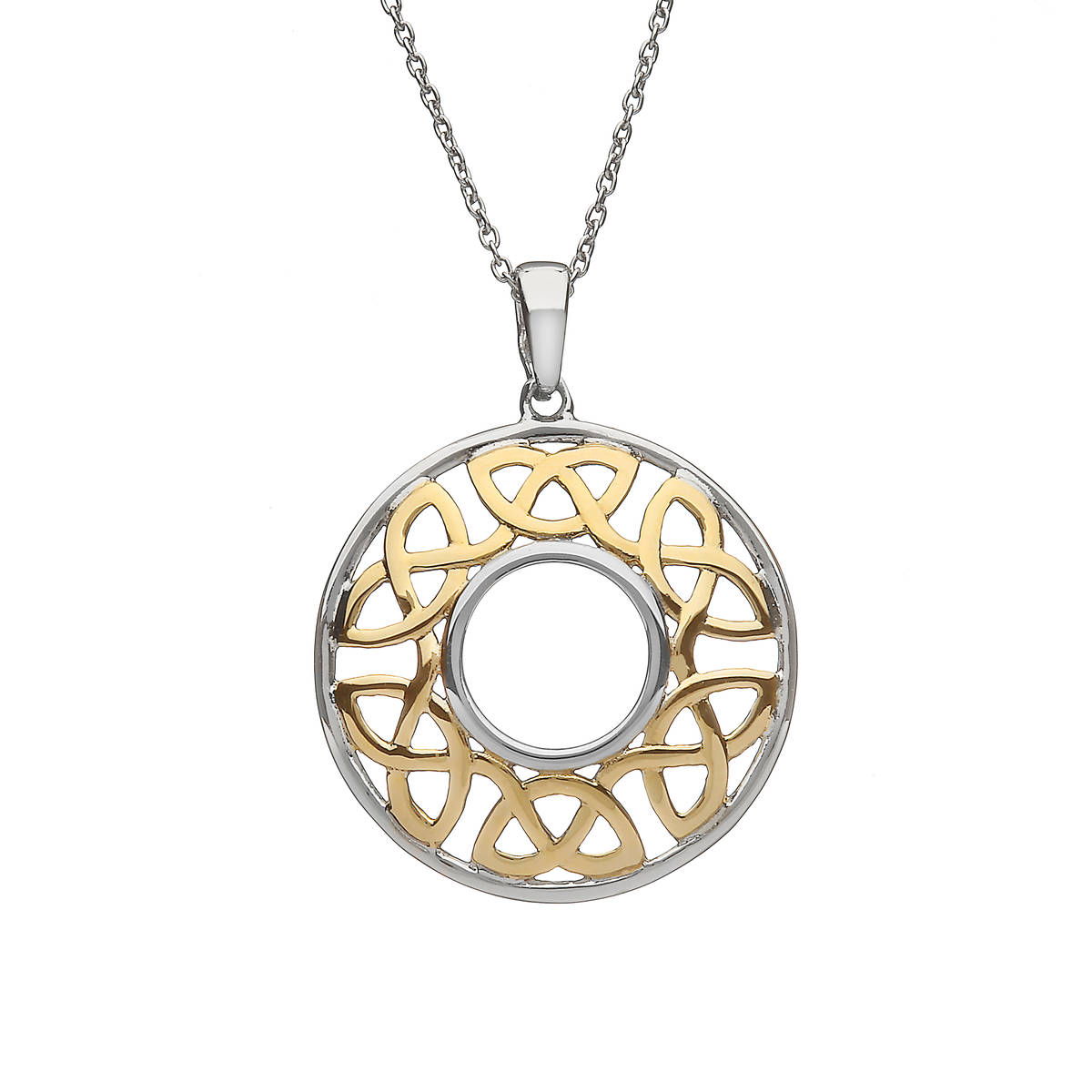 Silver/gp Open Celtic Round Pendant