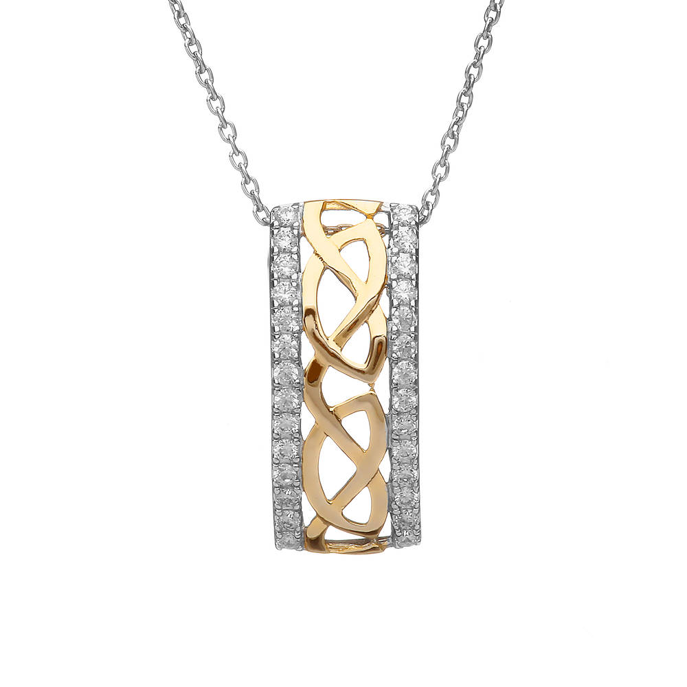 Silver/gp Celtic Pendant With Cz