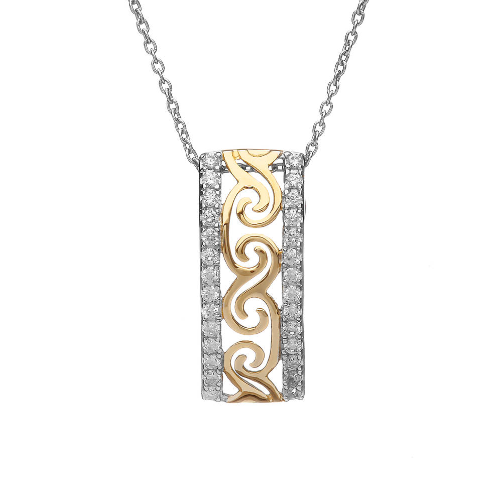 Silver/gp Celtic Pendant With Cz