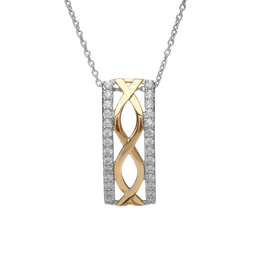 Silver/gp Celtic Pendant With Cz