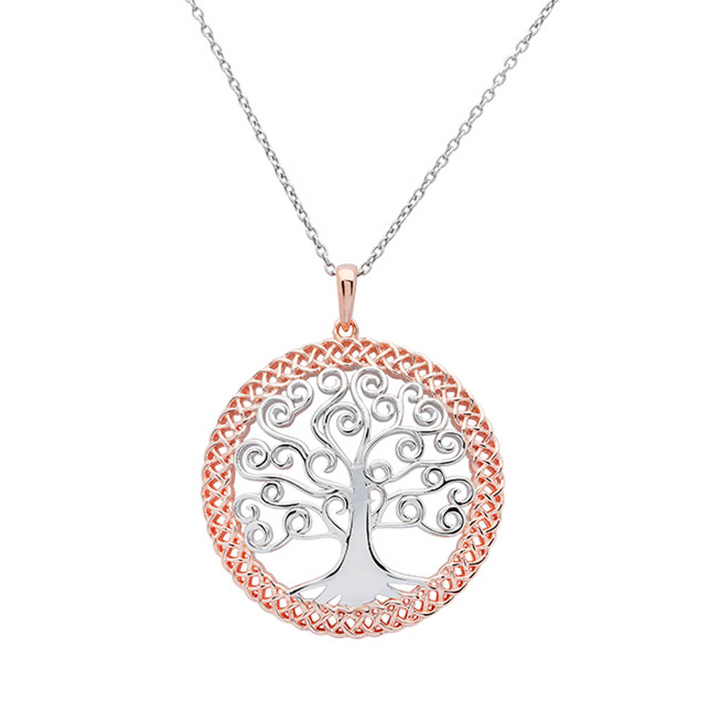 Silver R/gold 2 Tone Tree Of Life Pendant 30mm