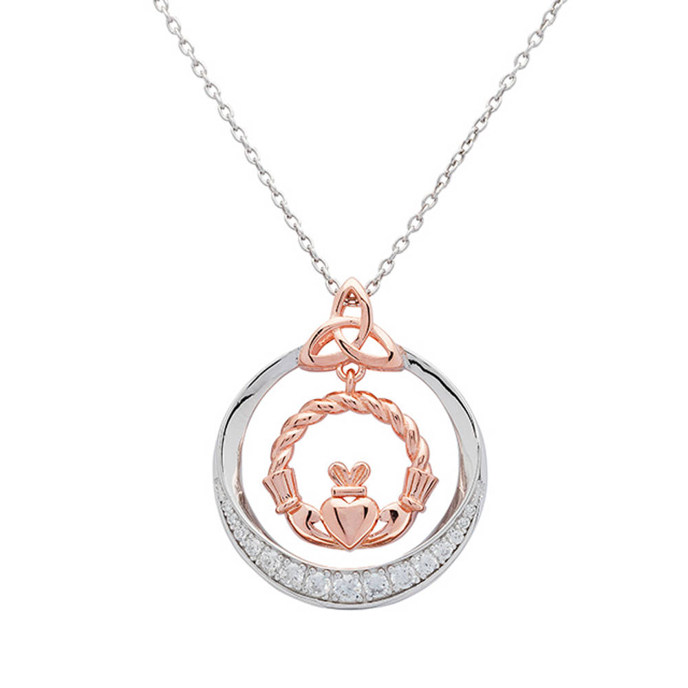 Silver R/gold 2 Tone Claddagh Pendant 22mm