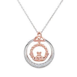 Silver R/gold 2 Tone Claddagh Pendant 22mm