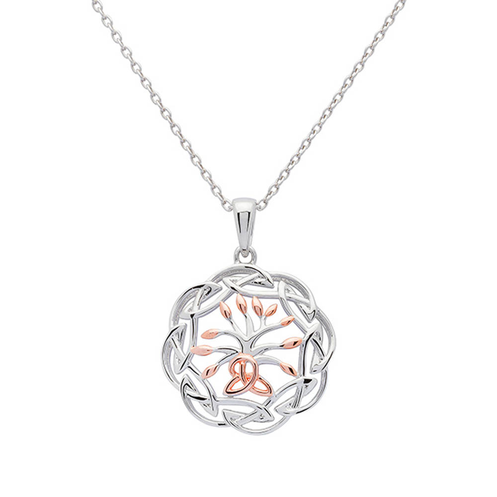 Silver Circular Tree Of Life Pendant In Celtic Surround 19mm