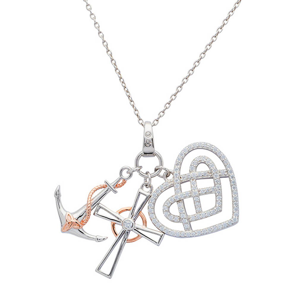 Silver R/gold 2 Tone Faith Hope Charity Celtic Pendant