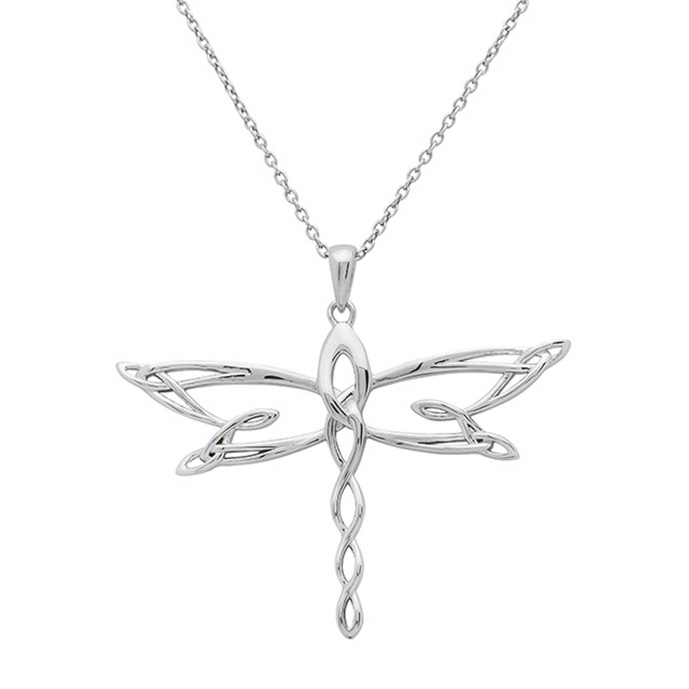Silver Celtic R/gold 2 Tone Dragonfly Pendant 30mm