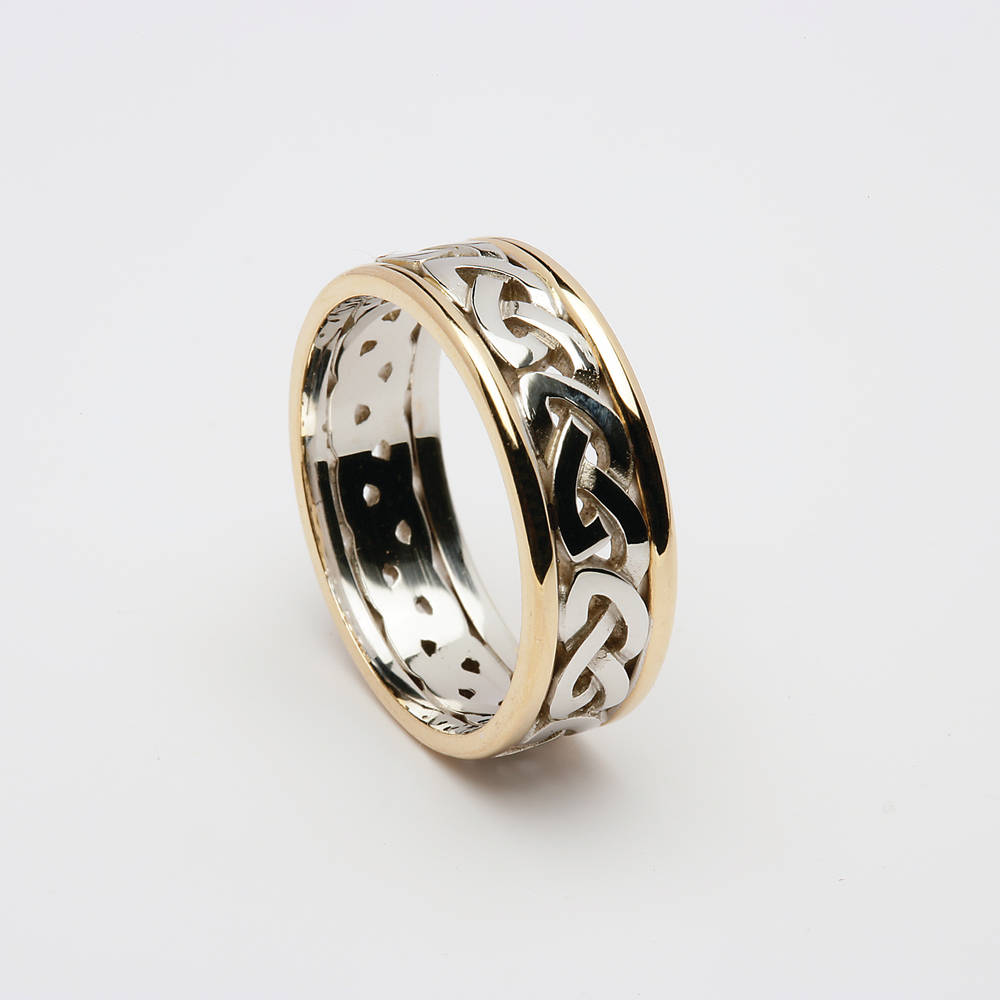 14 ct white man's&nbsp; knot band with yellow rims