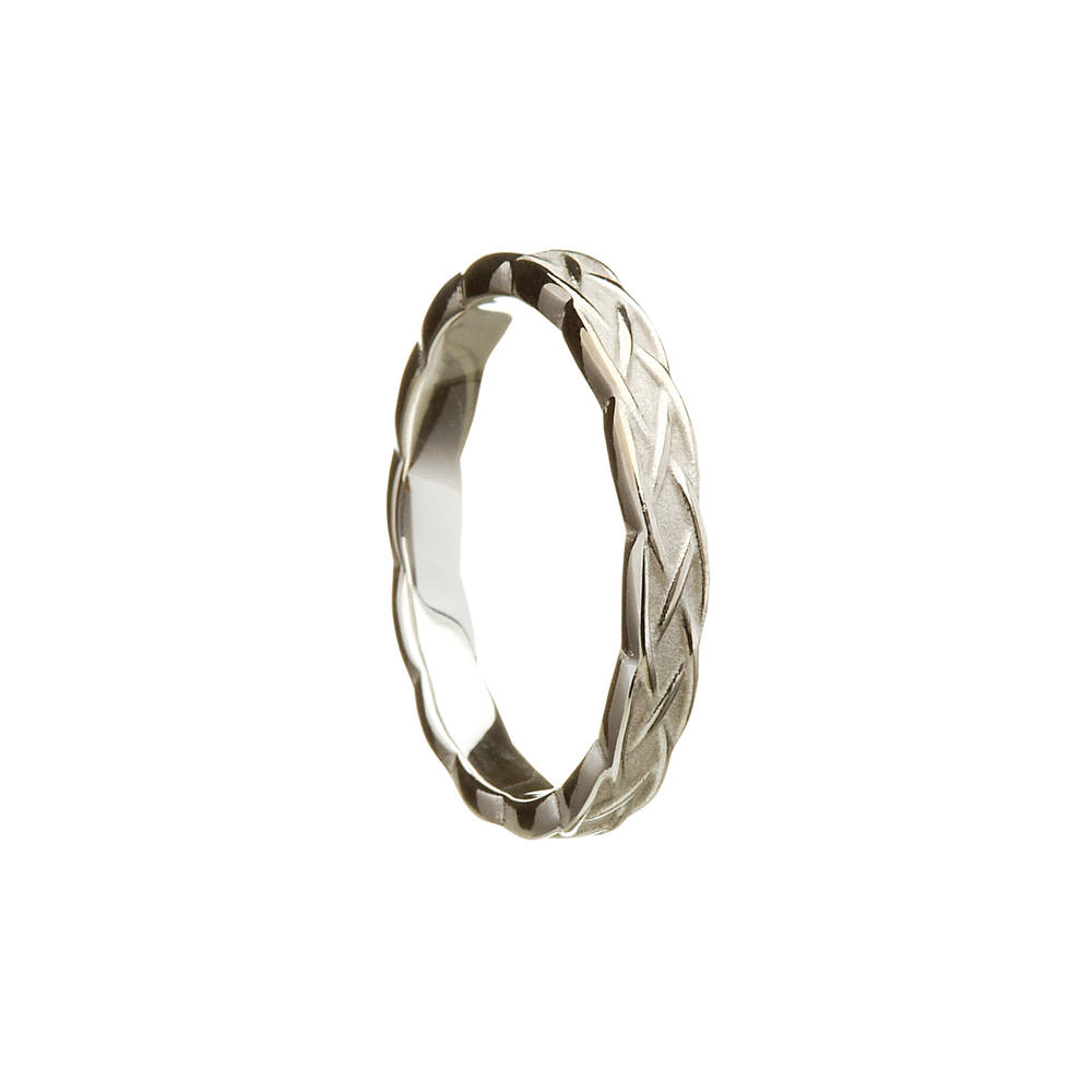 14ct White Gold Celtic Knot Gents 3.9 Mm Wide Wedding Band