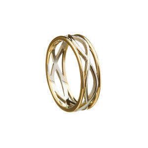 18 carat white man's two lines entwined ring.