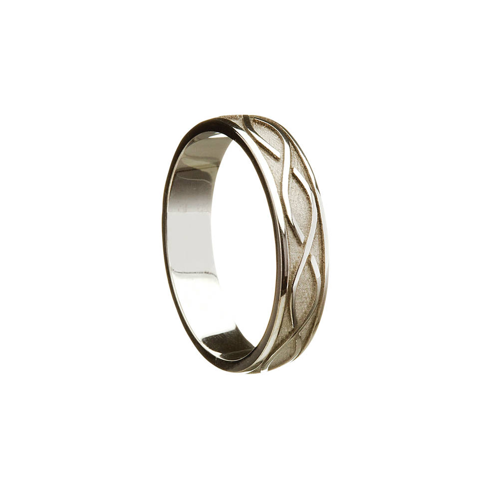 Silver Gents 5.2 Mm Wide Wedding Band With  Heavy Raised 2 Row Celtic Twist Design