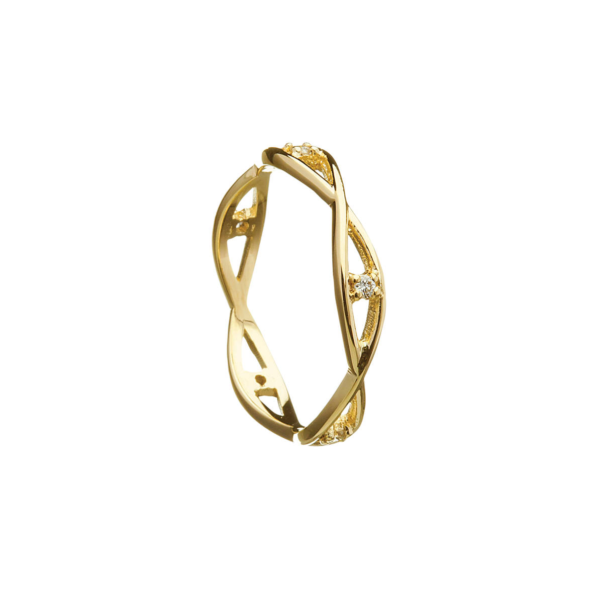 14ct yellow gold ladies light open two-rope Celtic Knot wedding band with diamonds.

Width: 3.3 mm