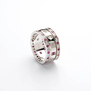 14ct White Gold Wedding Ring With Diamonds And Rubies